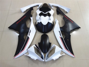 2008-2016 White with Black Custom OEM Style R6 Motorcycle Fairings