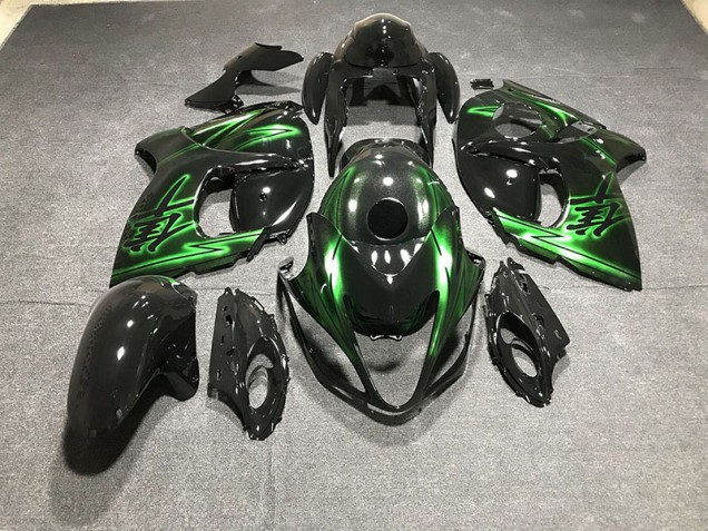 2008-2020 Gloss Black and Green GSXR 1300 Hayabusa Motorcycle Fairings