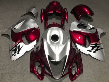2008-2020 Gloss Red and Silver GSXR 1300 Hayabusa Motorcycle Fairings