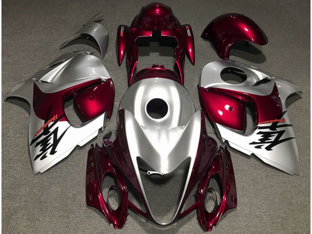 2008-2020 Gloss Red and Silver GSXR 1300 Hayabusa Motorcycle Fairings
