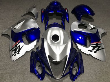 2008-2020 Gloss Silver and Blue GSXR 1300 Hayabusa Motorcycle Fairings