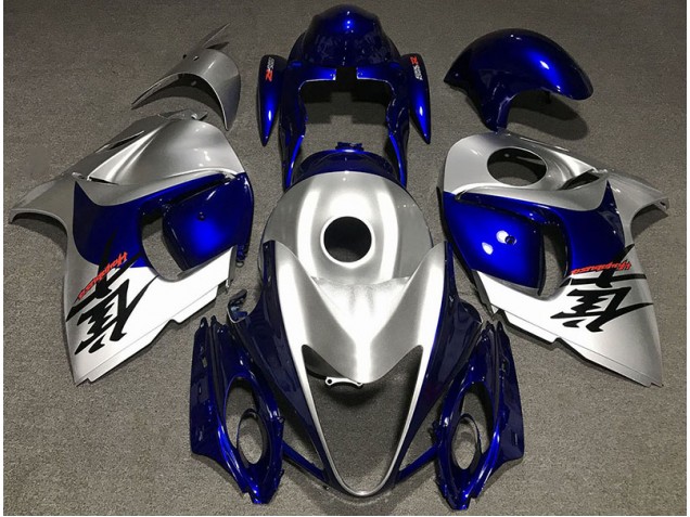 2008-2020 Gloss Silver and Blue GSXR 1300 Hayabusa Motorcycle Fairings