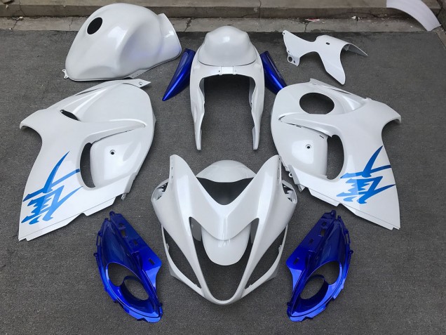 2008-2020 Gloss White & Blue GSXR 1300 Hayabusa Motorcycle Fairings