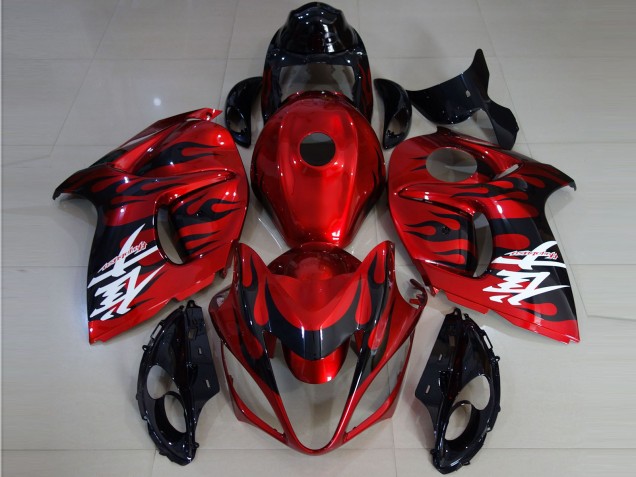 2008-2020 Vibrant Red & Flame GSXR 1300 Hayabusa Motorcycle Fairings