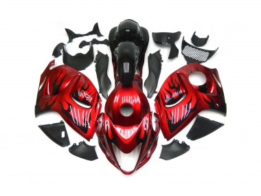2008-2020 Vibrant Red with Black Flames GSXR 1300 Hayabusa Motorcycle Fairings