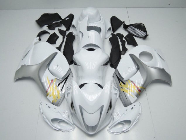 2008-2020 White and Silver GSXR 1300 Hayabusa Motorcycle Fairings