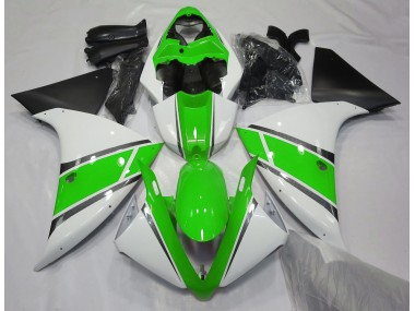 2009-2011 Gloss White and Green R1 Motorcycle Fairings