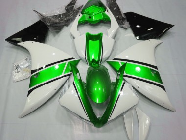 2009-2011 Gloss White and Metallic Green R1 Motorcycle Fairings