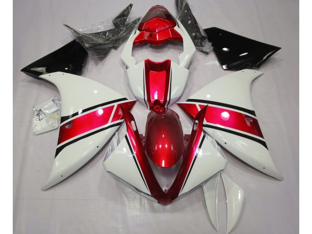 2009-2011 Gloss White and Metallic Red R1 Motorcycle Fairings