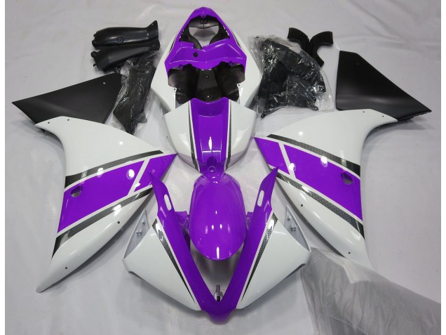 2009-2011 Gloss White and Purple R1 Motorcycle Fairings
