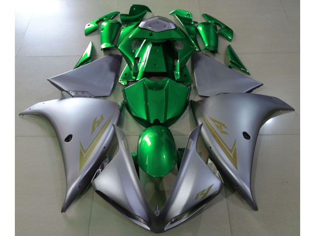 2009-2011 Matte Silver & Green R1 Motorcycle Fairings