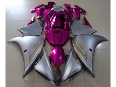 2009-2011 Matte Silver & Pink R1 Motorcycle Fairings