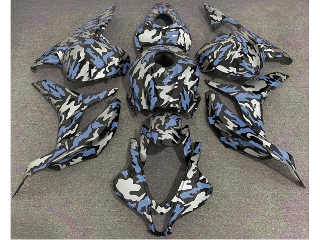 2009-2012 Blue and Silver Camo CBR600RR Motorcycle Fairings
