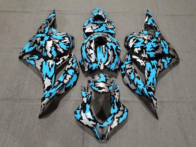 2009-2012 Custom Blue / Silver Camo CBR600RR Motorcycle Fairings