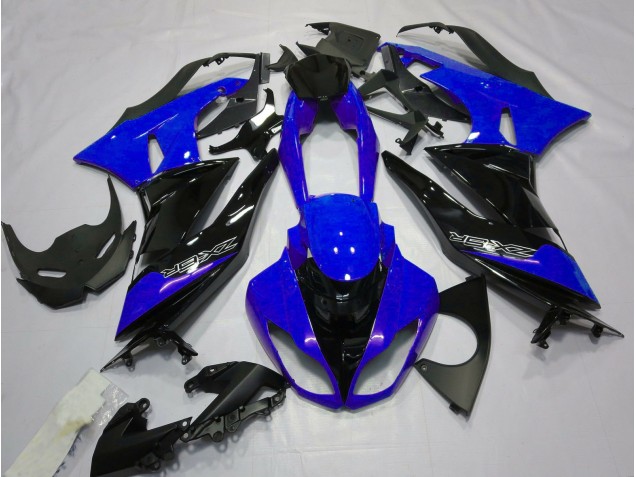 2009-2012 Gloss Blue and Black ZX6R Motorcycle Fairings