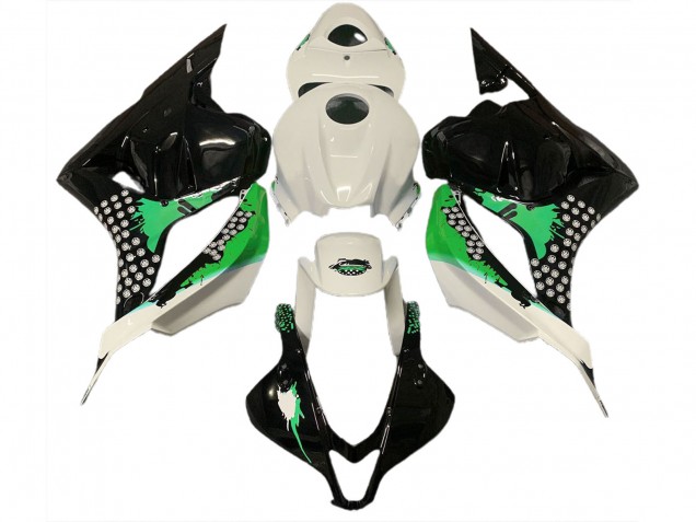 2009-2012 Gloss White & Green Splatter CBR600RR Motorcycle Fairings