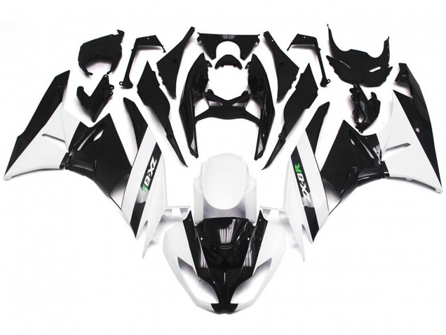 2009-2012 Gloss White and Slick Black ZX6R Motorcycle Fairings