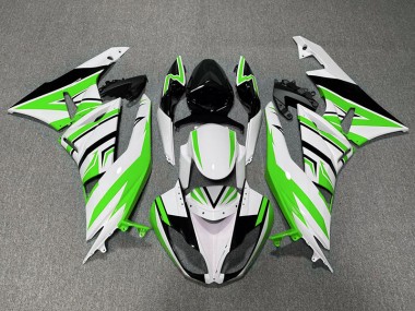 2009-2012 Green White and Black Zag ZX6R Motorcycle Fairings