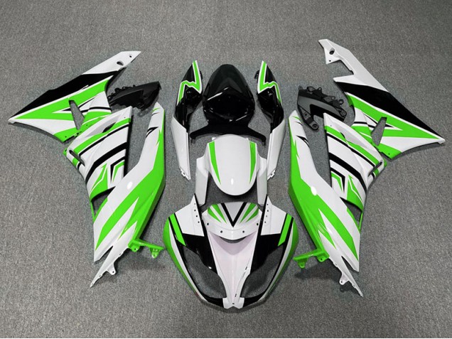 2009-2012 Green White and Black Zag ZX6R Motorcycle Fairings