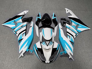 2009-2012 Light Blue White and Black Zag ZX6R Motorcycle Fairings