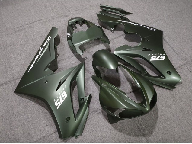 2009-2012 Matte Green White Daytona 675 Motorcycle Fairings