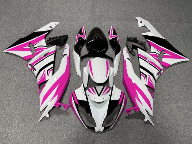 2009-2012 Pink White and Black Zag ZX6R Motorcycle Fairings