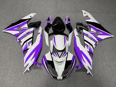 2009-2012 Purple White and Black Zag ZX6R Motorcycle Fairings