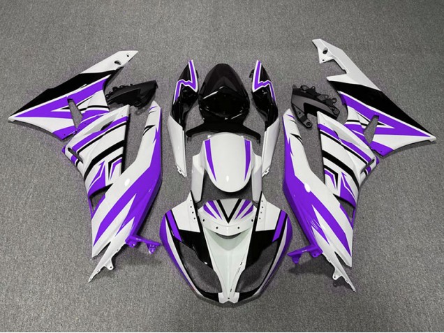 2009-2012 Purple White and Black Zag ZX6R Motorcycle Fairings