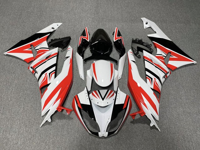 2009-2012 Red White and Black Zag ZX6R Motorcycle Fairings