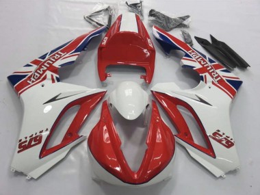 2009-2012 Red and White Daytona 675 Motorcycle Fairings