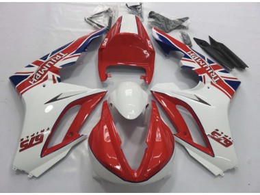 2009-2012 Red and White Daytona 675 Motorcycle Fairings
