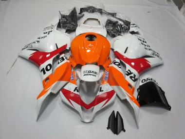 2009-2012 White Orange Repsol CBR600RR Motorcycle Fairings