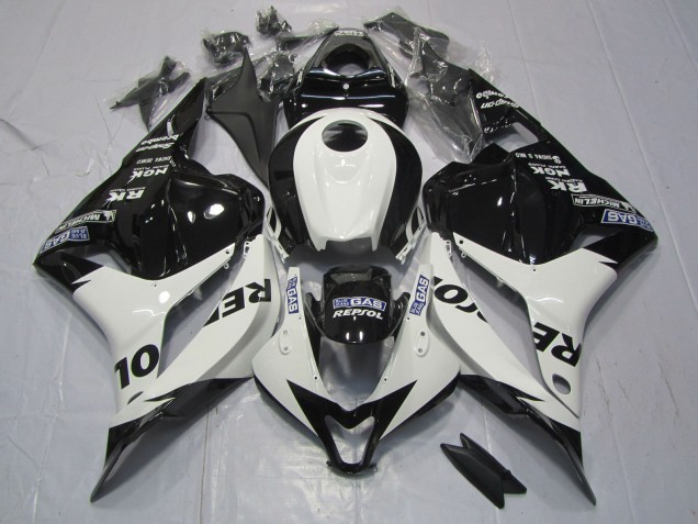 2009-2012 White and Black Repsol CBR600RR Motorcycle Fairings