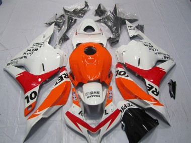 2009-2012 White and Red Repsol CBR600RR Motorcycle Fairings