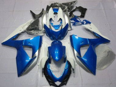 2009-2016 Blue and White GSXR 1000 Motorcycle Fairings