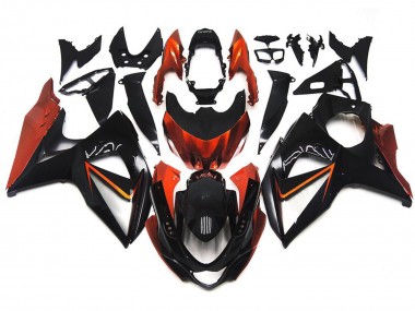 2009-2016 Custom Orange and Black with Silver inlay GSXR 1000 Motorcycle Fairings