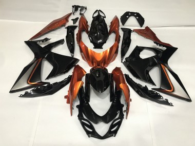 2009-2016 Gloss Black and Shiny Orange GSXR 1000 Motorcycle Fairings