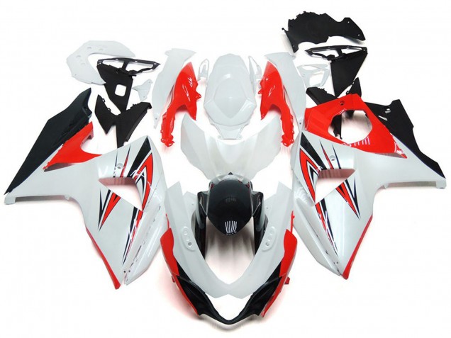2009-2016 Gloss Red with White and black Custom Style GSXR 1000 Motorcycle Fairings