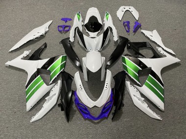 2009-2016 Gloss White Green Black and Purple GSXR 1000 Motorcycle Fairings
