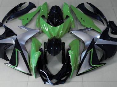 2009-2016 Green Silver and Black GSXR 1000 Motorcycle Fairings