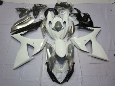 2009-2016 Silver and White GSXR 1000 Motorcycle Fairings