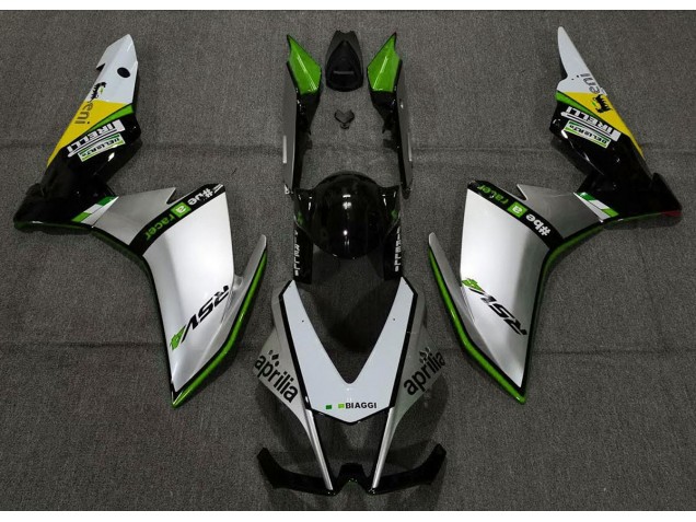 2010-2015 Silver Pirelli & Green RSV4 1000 Motorcycle Fairings