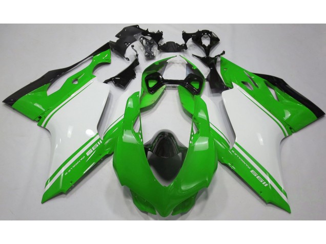 2011-2014 Gloss Green White and Black Ducati 1199 Motorcycle Fairings