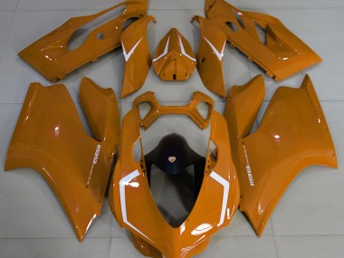 2011-2014 Gloss Orange & White Ducati 1199 Motorcycle Fairings