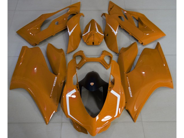 2011-2014 Gloss Orange & White Ducati 1199 Motorcycle Fairings