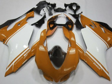 2011-2014 Gloss Orange White and Black Ducati 1199 Motorcycle Fairings