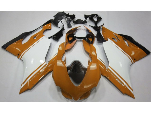 2011-2014 Gloss Orange White and Black Ducati 1199 Motorcycle Fairings