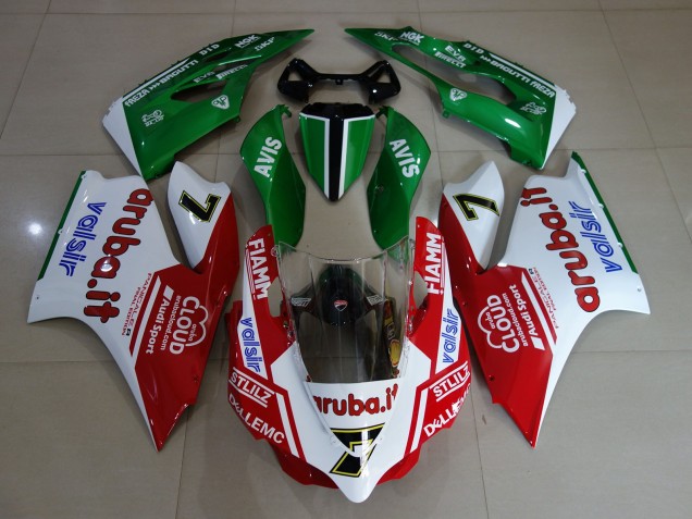 2011-2014 Gloss White / Red / Green Ducati 1199 Motorcycle Fairings