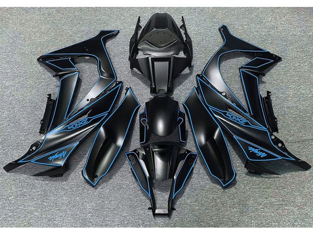 2011-2015 Matte Black & Blue Lining ZX10R Motorcycle Fairings