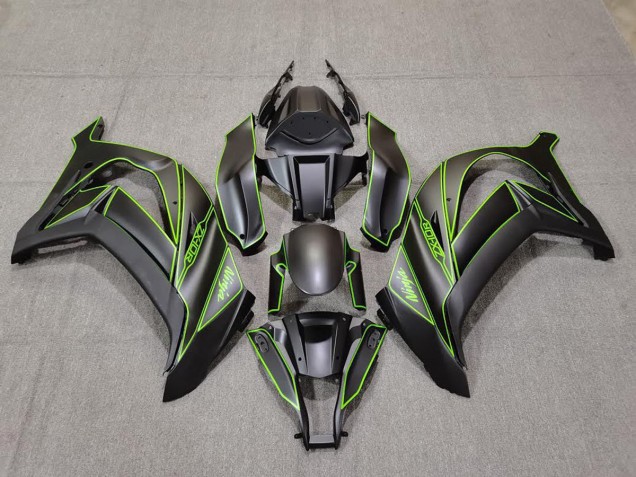 2011-2015 Matte Black & Green Lining ZX10R Motorcycle Fairings